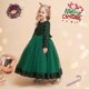 thumbnail image 5 of ER 1 pieza de vestido navideño de manga larga para niñas, vestido de princesa con poncho de lentejuelas (verde) Rojo Verde, 5 of 5