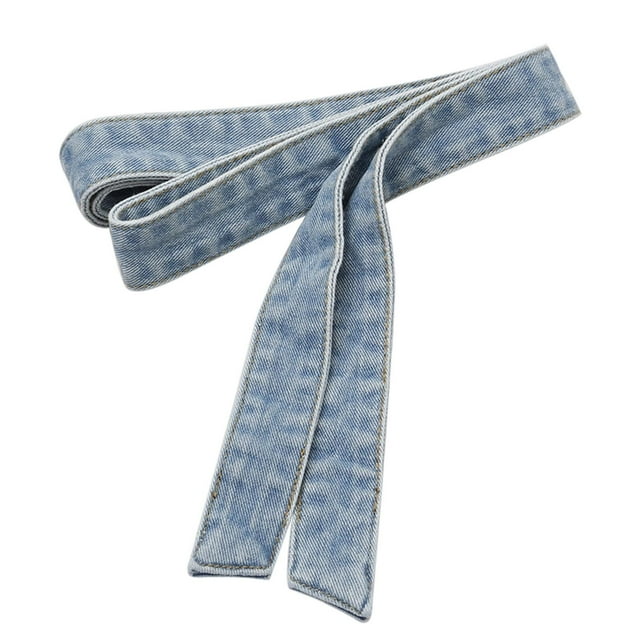 Cinturón de mezclilla de moda de 3,6 cm de ancho para mujer, cinturón para pantalones casuales. Azul claro