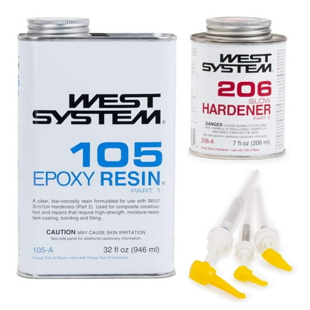 West System 105 Epoxy Resin w/ 206 Slow Epoxy Hardener+300 Mini Pumps Set