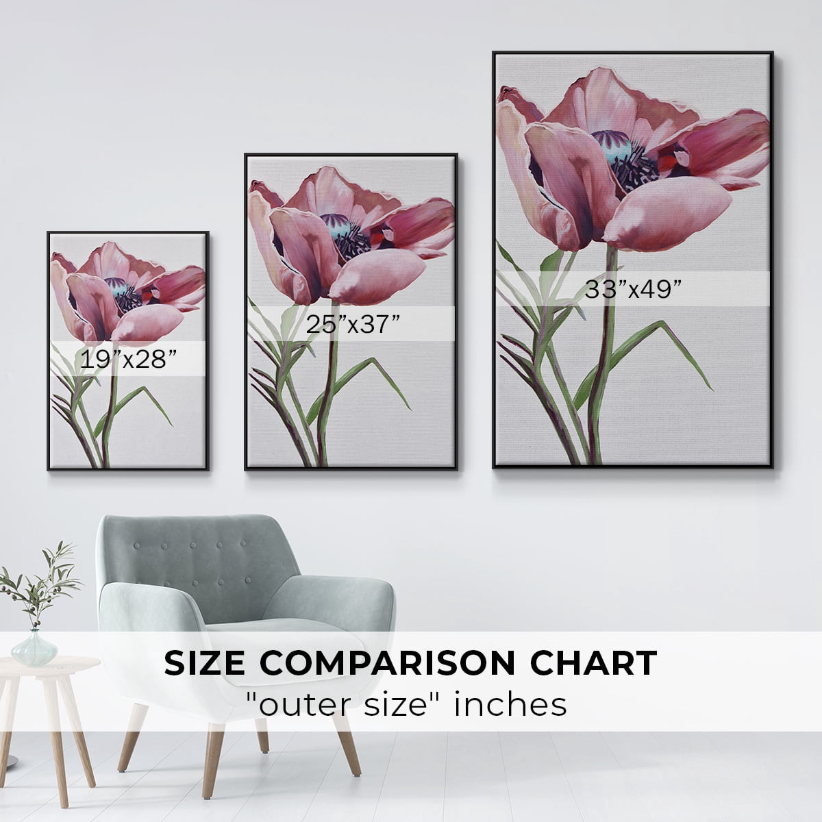 Paris Poppy Framed Premium Gallery Wrapped Canvas - Ready to Hang - 25 x 37 - Black Floating Frame