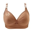 thumbnail image 3 of Cute Push Up Bralettes for Women Plus Size Full Coverage Wireless Bras Underwear Soft Ruched Support T-Shirt Bra, 46/105BC Brown, 3 of 4