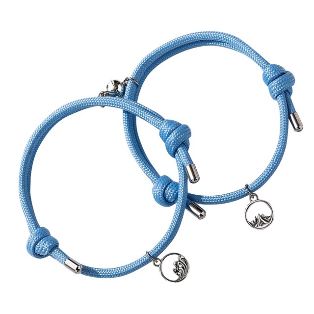 (2 Pack) Valentine's Day Glow In The Dark Bracelets 2PCS Couple Rope Wristbands Braided Accessories for Men and Women