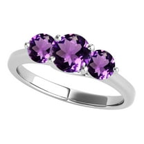 Mauli Jewels Rings for Women 2.15 Carat Three Stone Amethyst Ring 4-prong 10k White Gold