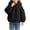 Black, variant on Girls Hooded Quilted Jacket with Wave Stitching and Patch Pockets for Easy Winter Mornings