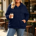 thumbnail image 5 of Tqcoqu Plus Size Women's Zip Up Hoodie, Casual Long Sleeve Drawstring Solid Hooded Sweatshirt Jacket with Pocket, 5 of 9