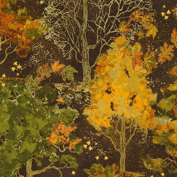 Timeless Treasures Fabrics Autumn Palette Brown Fall Trees 100% Cotton Fabric sold by the yard