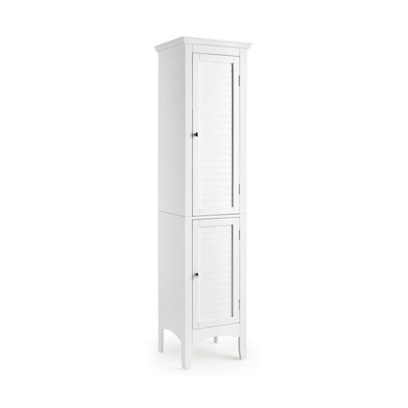 Spaco Tall Bathroom Floor Cabinet with Shutter Doors and Adjustable Shelf-White, Bathroom Storage Cabinet for Entryway Storage, Home Office Furniture