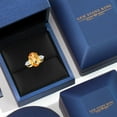 thumbnail image 5 of Gem Stone King 18K Yellow Gold Plated Silver 3-Stone Engagement Ring Checkerboard Citrine Moissanite (6.53 Cttw), 5 of 6