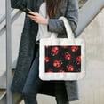 thumbnail image 7 of Wukai Beautiful Red Ladybug Print Plush Underarm Bag, Ladies Fluffy Shoulder Bag, Women Furry Flower Tote Bag Plush Handbag for Autumn and Winter, 7 of 7