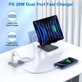 thumbnail image 2 of Cargador DelTucci de doble puerto USB C+A de 20 W para iPhone 16e con cable, 2 of 7