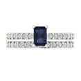 thumbnail image 2 of Clara Pucci 18K White Gold 1.325 Simulated Blue Sapphire Engraveable Engagement Ring + Wedding Band Set, 2 of 7