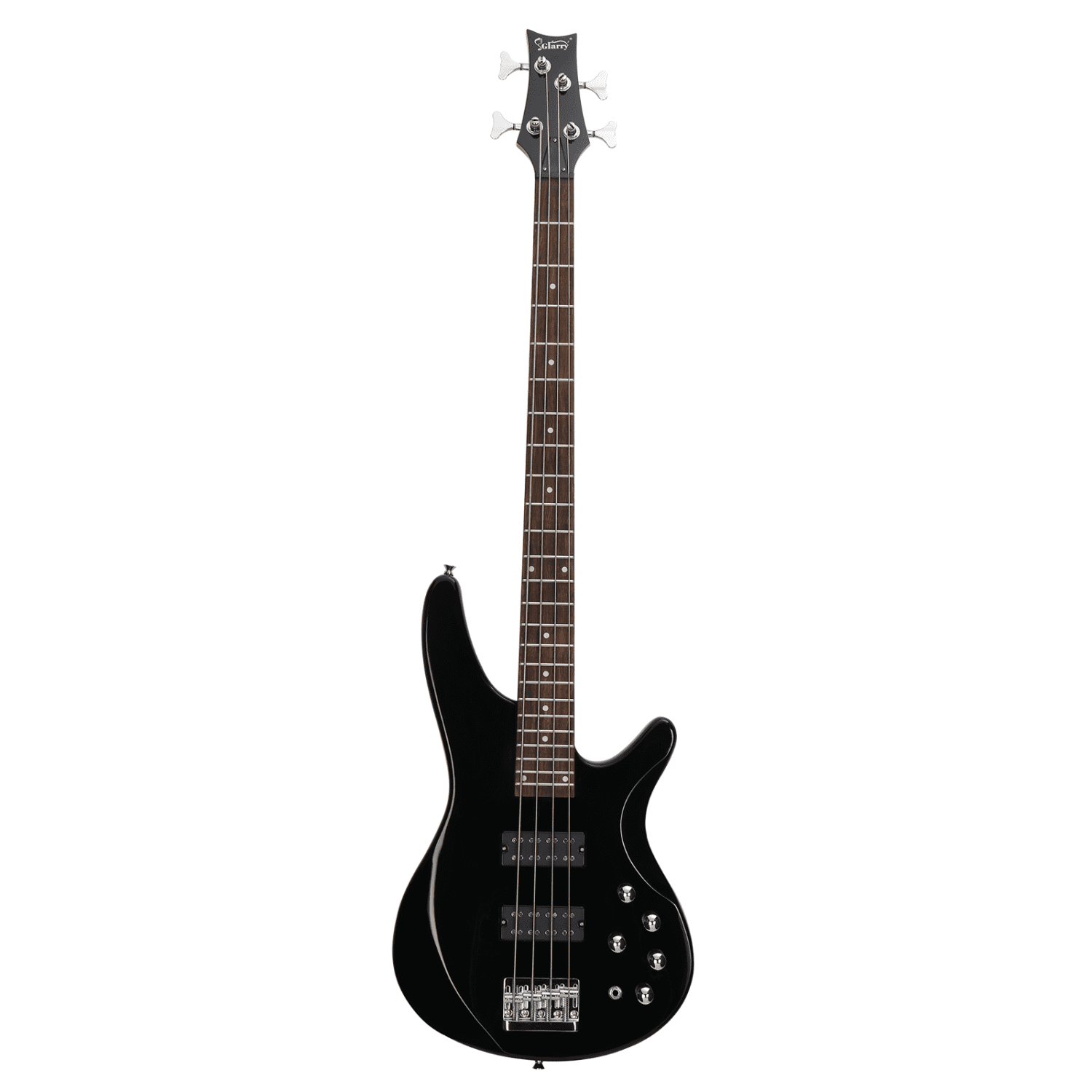 Hassch 4 String Electric Bass Guitar with Bag, 44 Inch Bass with Strap, Plectrum, Amp Wire and Wrench Tool, Black