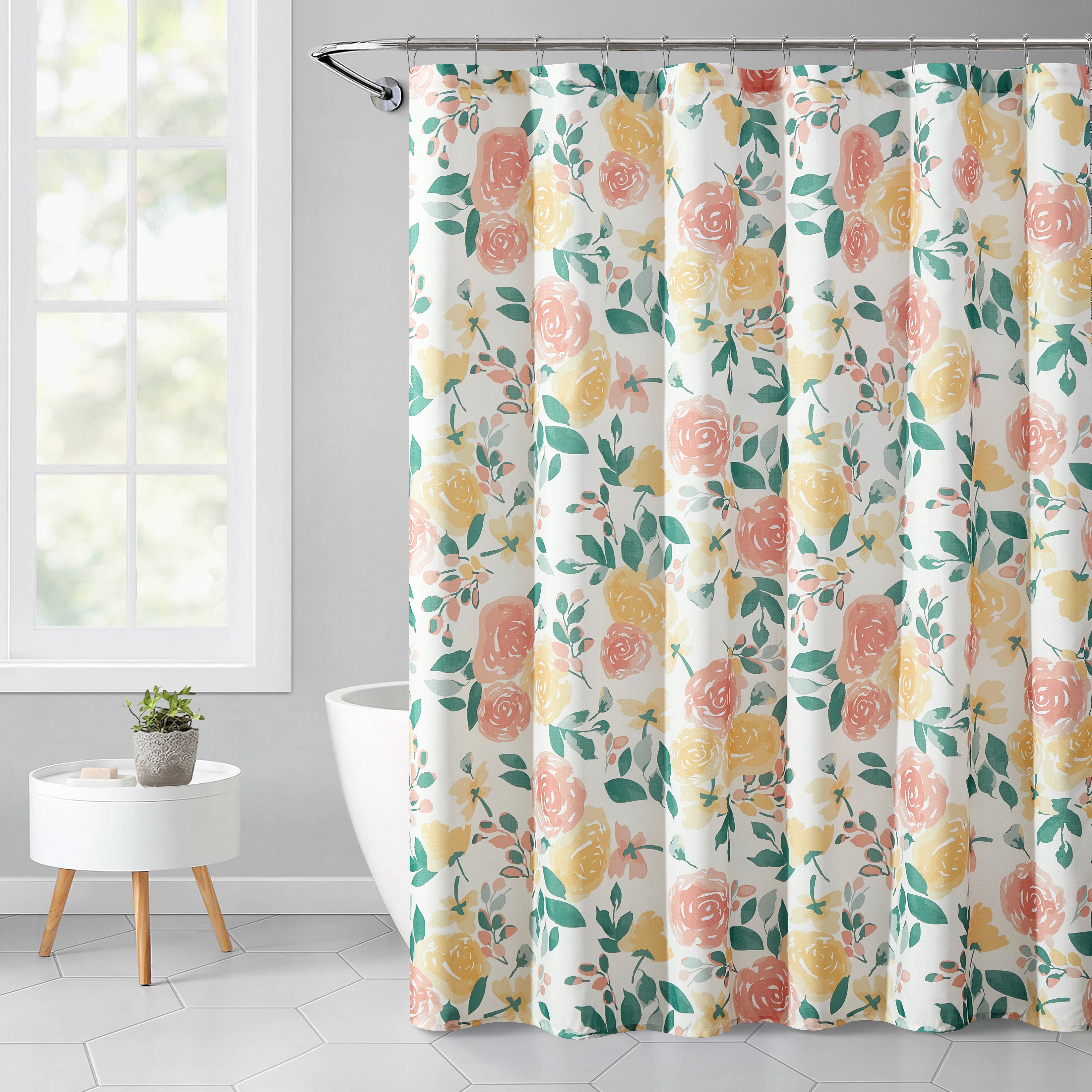 Essential Home Lanai Floral Fabric Shower Curtain   70x72 in 