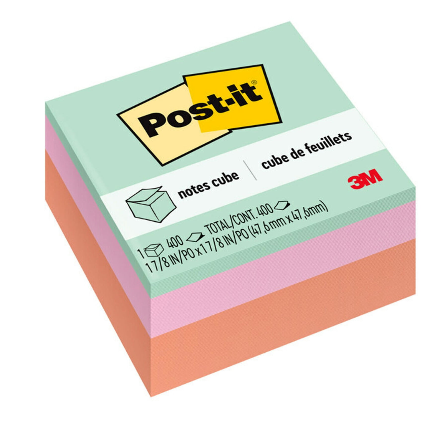 Post-it Notes Cube 2051-PAS, 1 7/8 in x 1 7/8 in (47.6 mm x 47.6 mm), Pack of 6