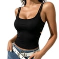 thumbnail image 2 of Endives Women's Tanks Top Double Spaghetti Strap Crop Top Low Cut Ruched Backless Slim Fit Ribbed Basic Layer Camisole Top Tank Tops for Women with Bulit in Bra Hot Sale, 2 of 7