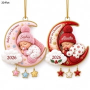 Baby First Christmas On The Moon - Personalized Acrylic Ornament, Moon and Stars Acrylic Ornament with Name, Newborn Keepsake Gift 2026