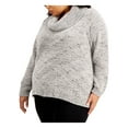 thumbnail image 3 of CALVIN KLEIN Womens Gray Speckle Long Sleeve Cowl Neck Evening Sweater Plus 1X, 3 of 4