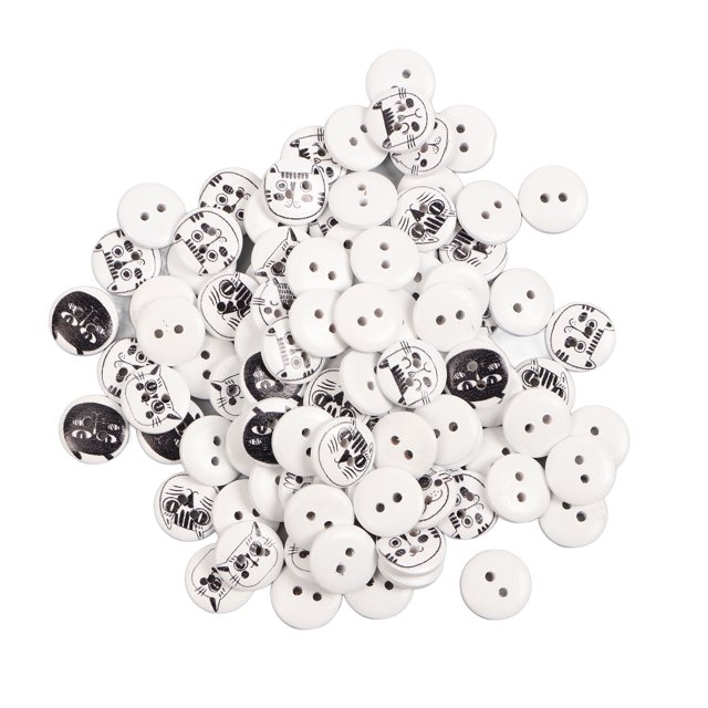 500Pcs Round Knitting Buttons, Novelty Cartoon Patterns Wood Buttons For Kids Clothes Bag Craft 15mm