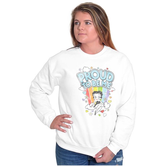 Betty Boop Rainbow Proud To Be Me Women Crewneck Sweatshirt Brisco Brands S