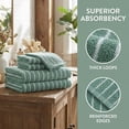 thumbnail image 3 of REGALWOVEN Cotton Striped Washcloths - 13" x 13" Soft & Absorbent Face Cloths for Bathroom, Kitchen Green 4pk, 3 of 7