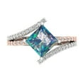 thumbnail image 2 of 2.3075 ct Princess Cut Blue Moissanite Solitaire with Accents Engagement Ring for Women in 14K White/Rose Gold, 2 of 2