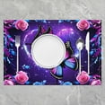 thumbnail image 2 of Manfei Pink Blue Butterfly Placemats Set of 4, Gradient Rose Blossoms Table Mats for Dining Table Set of 4, Purple Galaxy Table Place Mats for in Door Dining, Stylish Room Decoration, 2 of 4