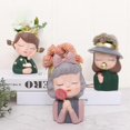 thumbnail image 3 of Cute Girl Head Face Portrait Flower Pot Decor Office Planter Tabletop Ornaments, 3 of 4