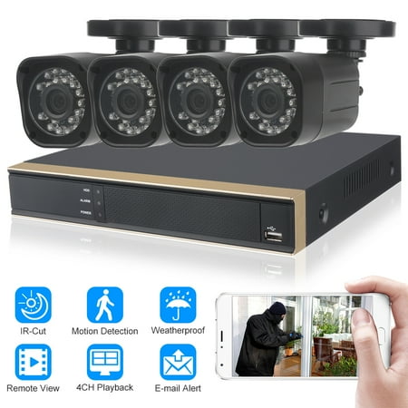 HD 1080N 4CH Full 720P AHD DVR Security System 1TB Hard Drive 4* Outdoor