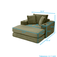 thumbnail image 3 of 52.4'' Boneless Chaise Lounge Chair Indoor-Oversized Cloud-Like Cozy Comfy Modular 3-in-1 Sofa Bed for Reading with Ottoman & Cup Holders for Living Room Bedroom Reading,Green., 3 of 8
