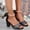 Black, variant on Women's Ethnic Embroidery Chunky Heel Sandals, Peep Toe Pearl Ankle Strap Dress Shoes, Plus Size Comfortable High Heel Shoes for Summer Wear