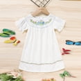 thumbnail image 2 of ZEHJUHAN Toddler Girls' Floral Embroidery A-Line Dress, Bubble Sleeve Ruffle Neck Party Dress for Summer White，18-24M, 2 of 12