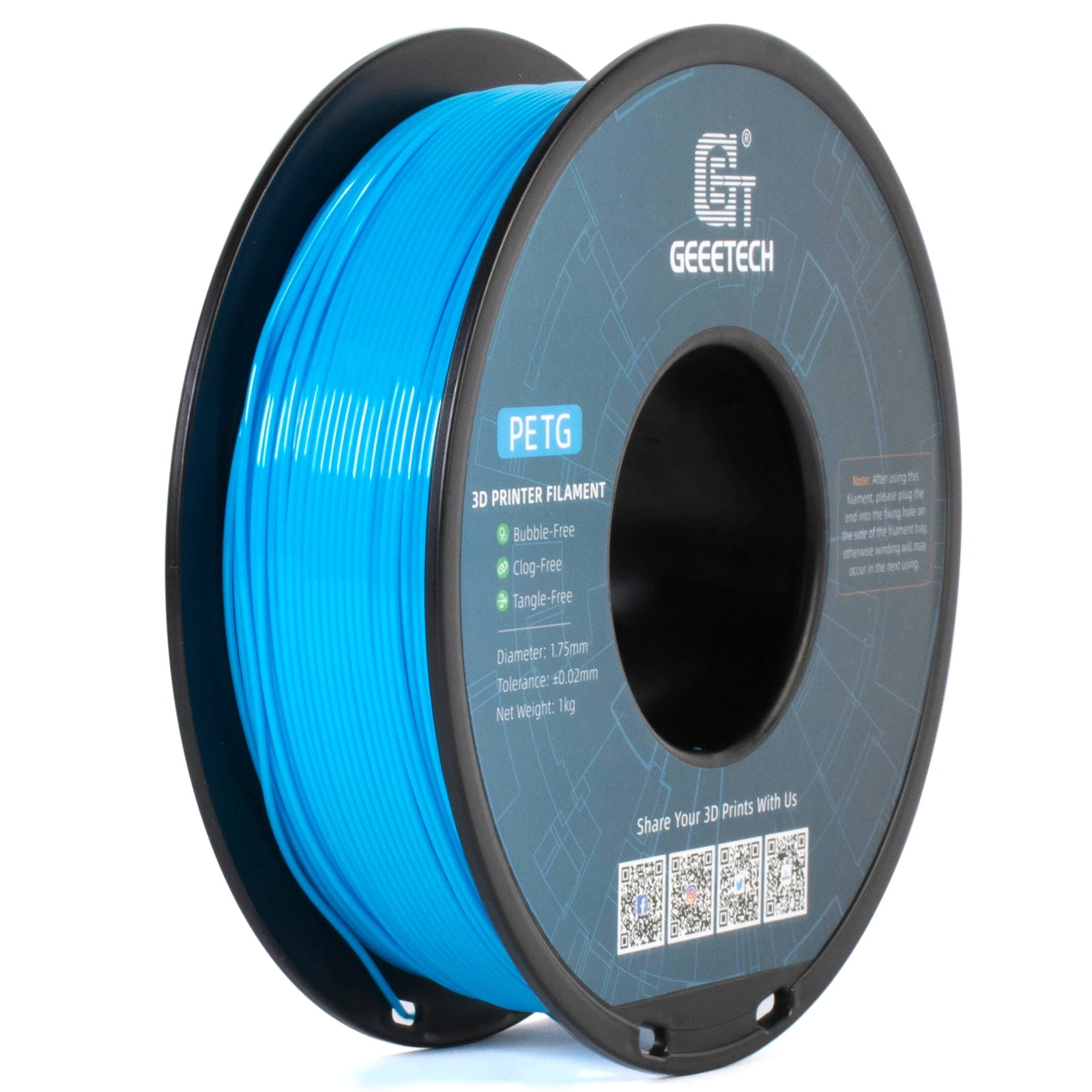 GEEETECH Aqua PETG Filament 1.75mm, Upgrade Stronger Toughness Printing Consumables, 10kg (22 lbs) Spool Fit Most FDM 3D Printer