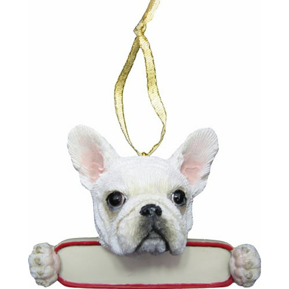 French Bulldog Ornament White "Santa's Pals" With Personalized Name
