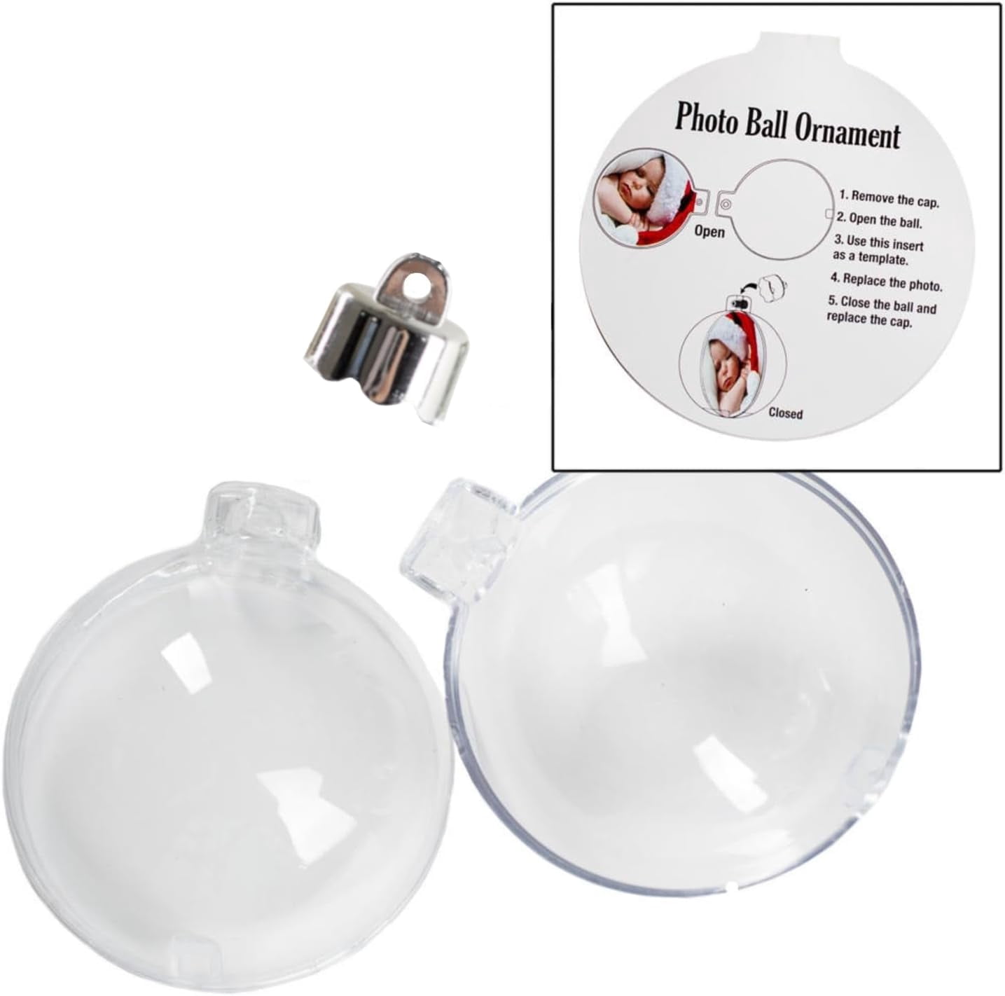 6pc Acrylic Photo Ball Ornaments - for Christmas and Gifts - Factory Direct Craft