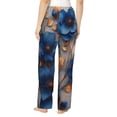 thumbnail image 3 of Picia Elegant Blue Gold Blooms Womens Soft Woven Cotton Elastic Waistband Sleep Pajama Pant Lounge Sleep Pant With Pockets And Drawstring-XX-Large, 3 of 9