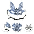 thumbnail image 3 of Unique Bargains 1 Pc Lace Long-Ear Bunny Half Face Party Mask for Masquerade Party Blue Lace, 3 of 5