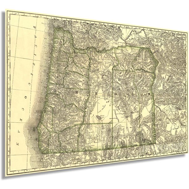 Historix Vintage 1876 Map Of Oregon 16x24 Inch Vintage Map Of Oregon Wall Art Oregon Map