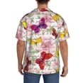 thumbnail image 3 of Fotbe Butterflies and Vintage Camisa Estampada de Manga Corta para Hombre, Casual de Verano, Estilo Playero, Sin Arrugas-Medium, 3 of 5