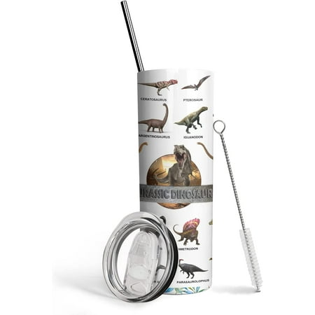 

Dinosaur Tumbler with Lid and Straw Dinosaur Birthday Party Favors Jurassic Dino World Park Tumbler Kids Birthday Gift Double Wall Tumbler Dinosaur Water Bottle for Boys