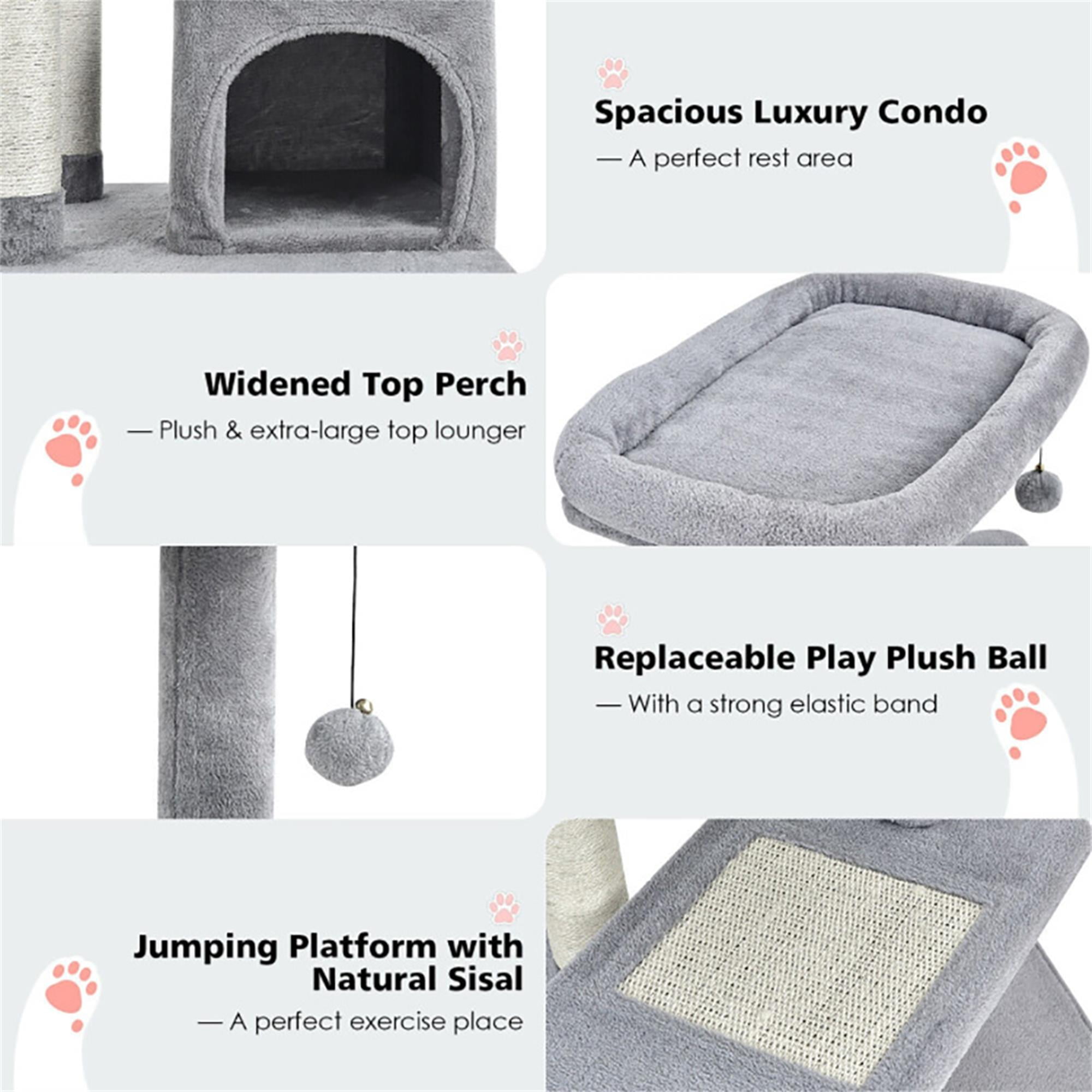 Pefilos 33" Cat Tree for Small Indoor Cats, Plush Cat Tower with Large Cat Condo, Perch and Sisal Cat Scratching Post for Kittens, Gray Pefilos 33" Cat Tree for Small Indoor Cats, Plush Cat Tower with Large Cat Condo, Perch and Sisal Cat Scratching Post for Kittens, Gray