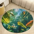 thumbnail image 4 of Lucky Koi Fish Lotus Leaf Floral Medallion Round Rug - Small Round Area Rug, Soft Non-Slip Machine Washable Bedroom Mat Indoor Accent Entry Carpet for Office Desk Dorm Hallway, 4 of 6