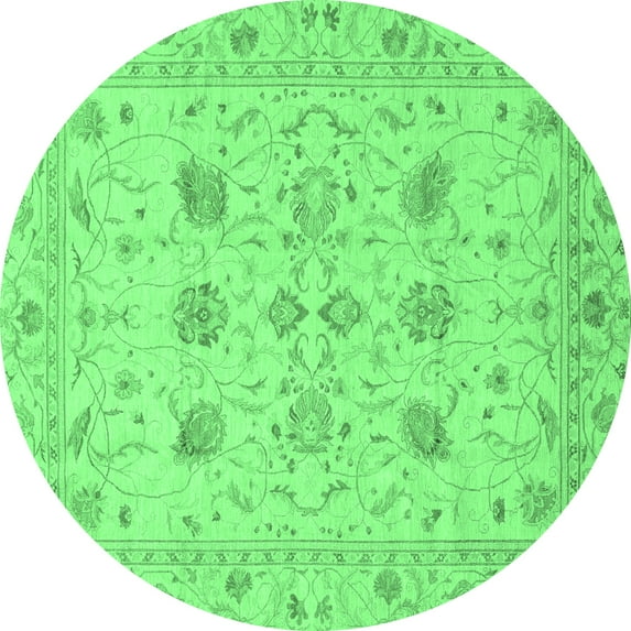Ahgly Company Indoor Round Oriental Emerald Green Traditional Area Rugs, 8' Round