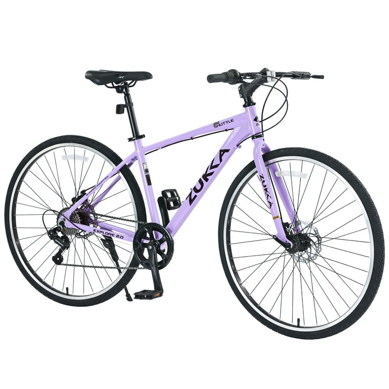 Zukka 700C Hybrid Bike Aluminum Alloy Frame Flat Handlebar 7 Speed