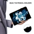 thumbnail image 6 of For iPad Pro 11" (M4/M5) 2024/2025 Release Folio Case with Stand/Card Slots/Elastic Band Closure/Pen Loop Holder, Stylish Cute Cartoon PU Leather Protective Lightweight Slim Cover, Blue White Flower, 6 of 7