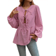 thumbnail image 1 of Blusa Babydoll con Lazo Frontal para Mujer, Larga, Rayas, Peplum, Volantes, Encaje. Rojo M, 1 of 7