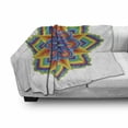 thumbnail image 3 of Rainbow Mandala Soft Flannel Fleece Throw Blanket, Colorful Geometric Design with Themed Star and Flower Motifs, Cozy Plush for Indoor and Outdoor Use, 50" x 70", Multicolor, by Ambesonne, 3 of 6
