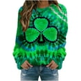 thumbnail image 2 of Up to 65 off!Lolmot St Patrick's Day Sweatshirt for Women Tye-Dye Pullover Shirt Casual Loose Shamrock Clover Print Shirts Irish Gift Holiday Long Sleeve Tops, 2 of 3