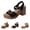 Black, variant on Women's Platform Block Heel Sandals Open Toe Buckle Strap Summer Casual Footwear Brown 38