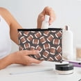 thumbnail image 7 of Zufioo Brown Football On Black Print DuPont Paper Portable Toiletry Bag, 8.9x6.5 inch Zippered Hand-held Paper Cosmetic Bag Storage Tool Kit, 7 of 7
