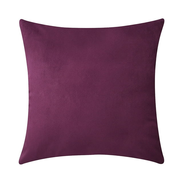 Housse de Coussin Carrée en Velours, Couleur Unie, Décoration de Canapé, Violet Foncé